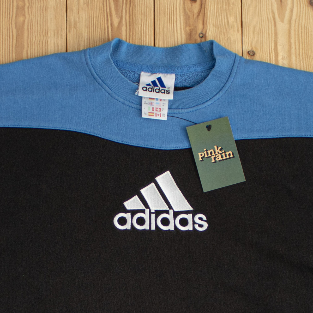 (M/L) Adidas Logo Vintage Embroidered Sweatshirt Black