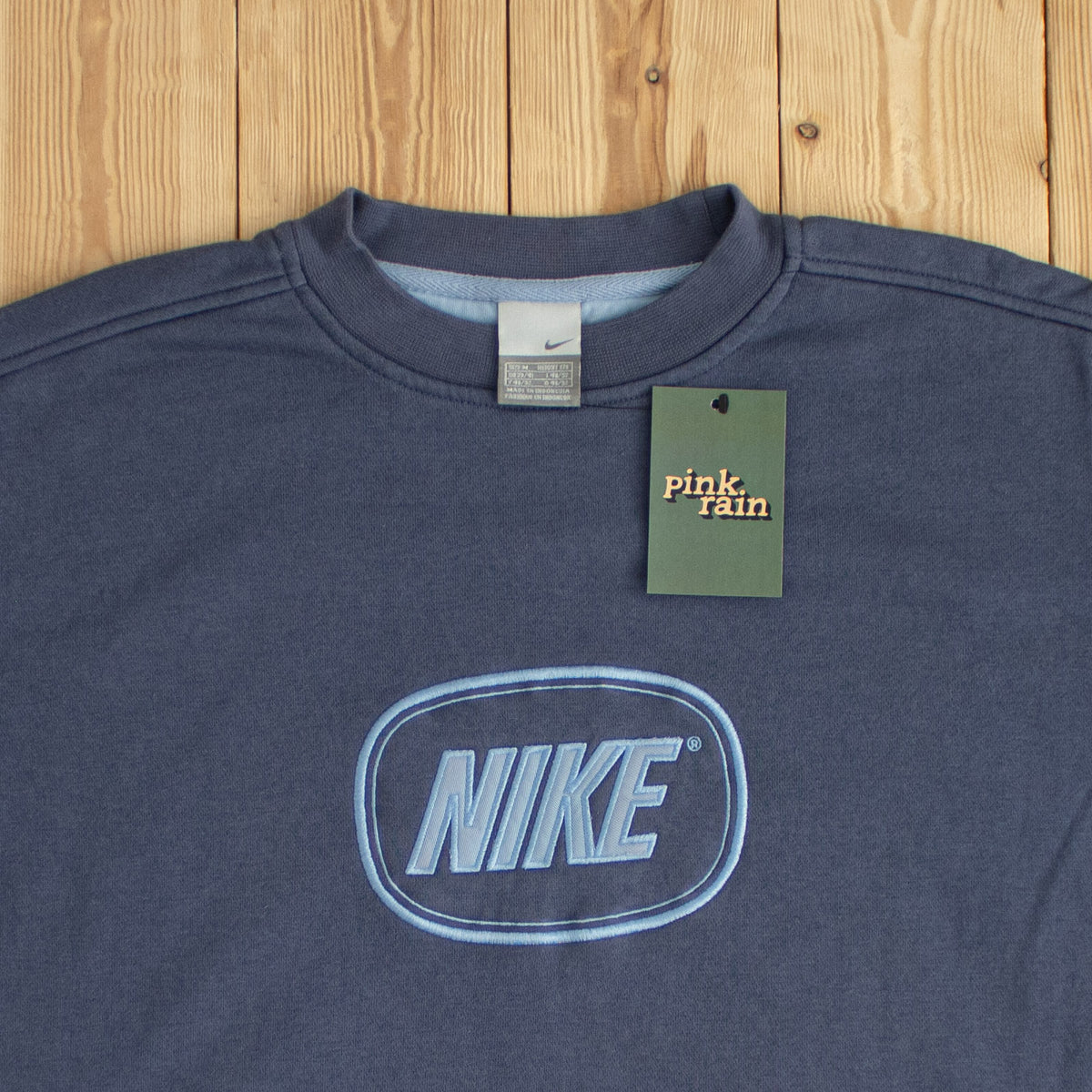 (M) Nike Spell Out Vintage Embroidered Sweatshirt Blue