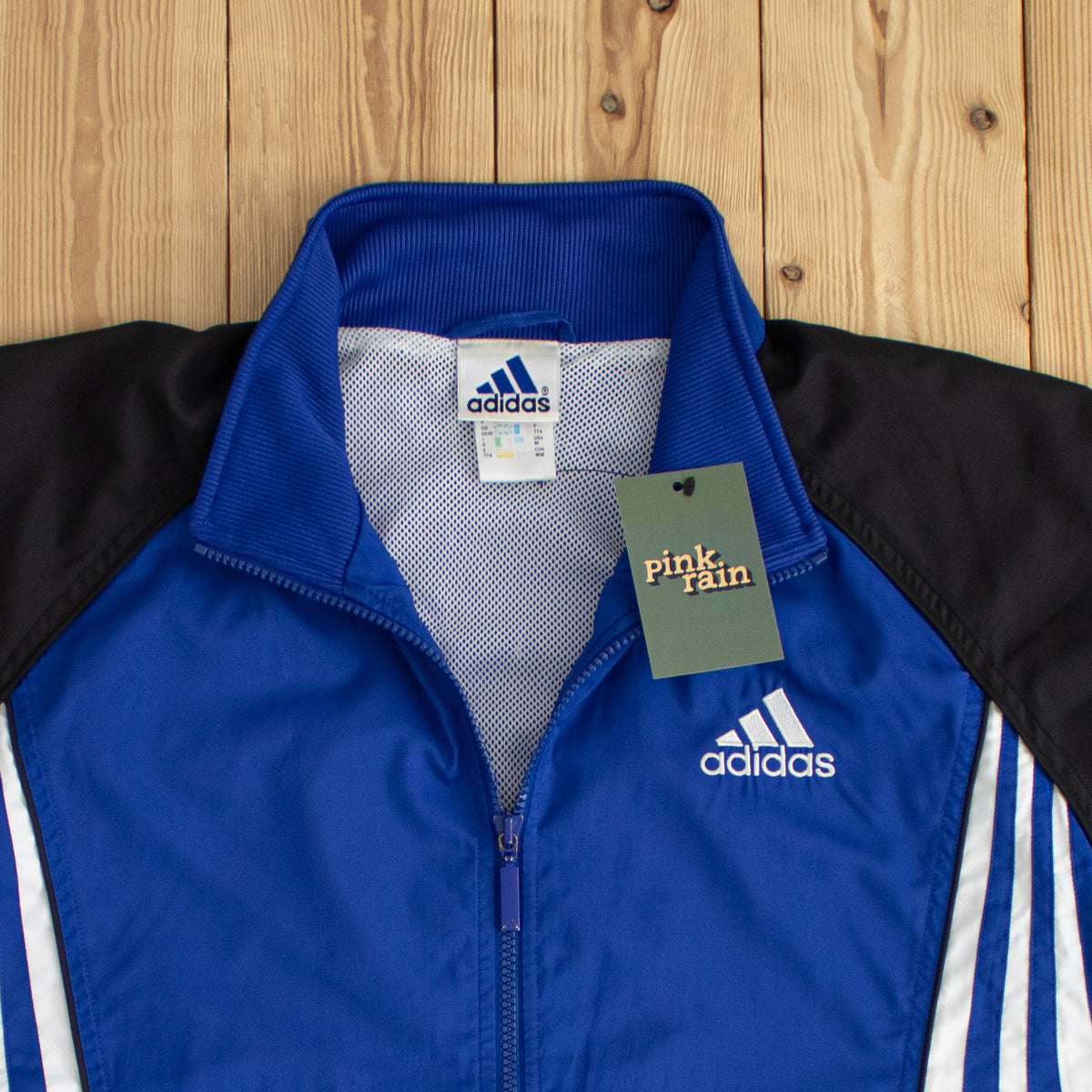 (M/L) Adidas Vintage Side Striped Embroidered Light Jacket Blue