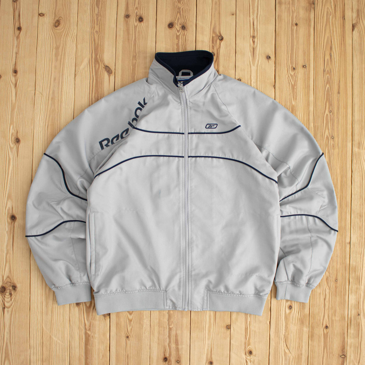 (S/M) Reebok Vintage Embroidered Jacket Beige/Gray