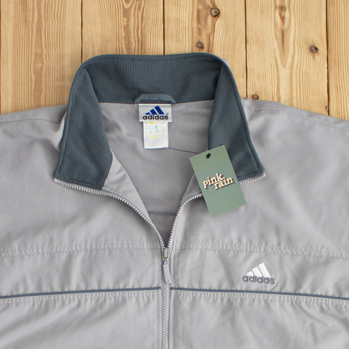 (XL) Adidas Back Logo Vintage Embroidered Jacket Gray