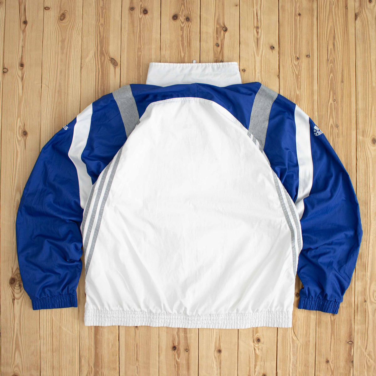 (XL) Adidas Vintage Essential Embroidered Jacket White Blue