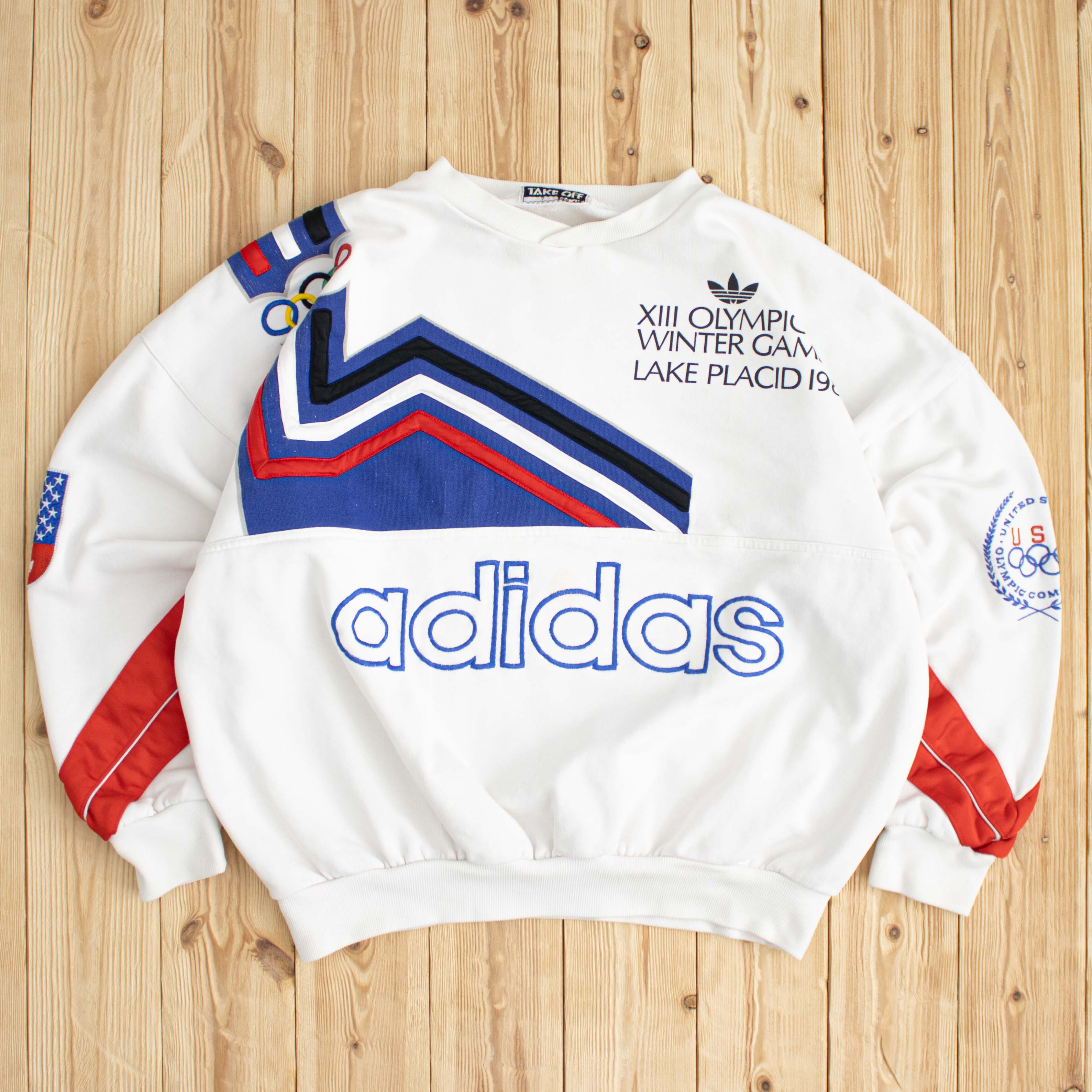 (L) Vintage Adidas XIII Winter Olympics Embroidered Sweatshirt