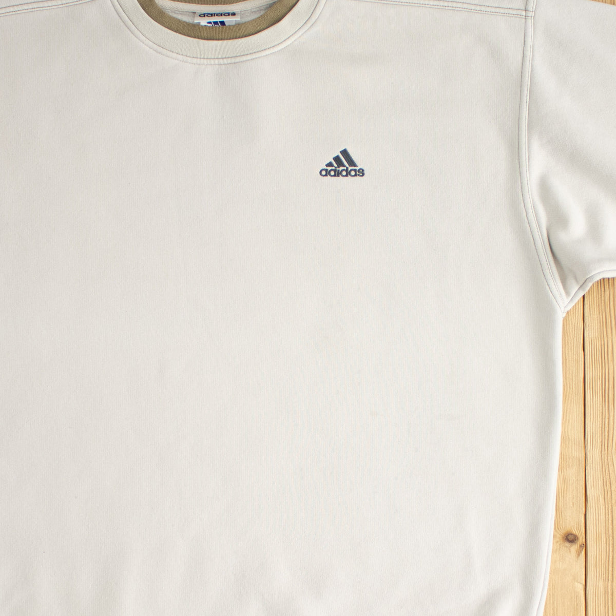 (XL) Adidas Vintage Essential Embroidered Sweatshirt Beige