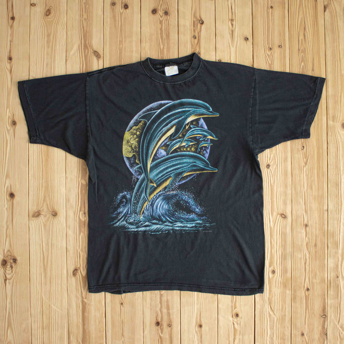 (M) Zip It London Dolphins Vintage T-Shirt Black