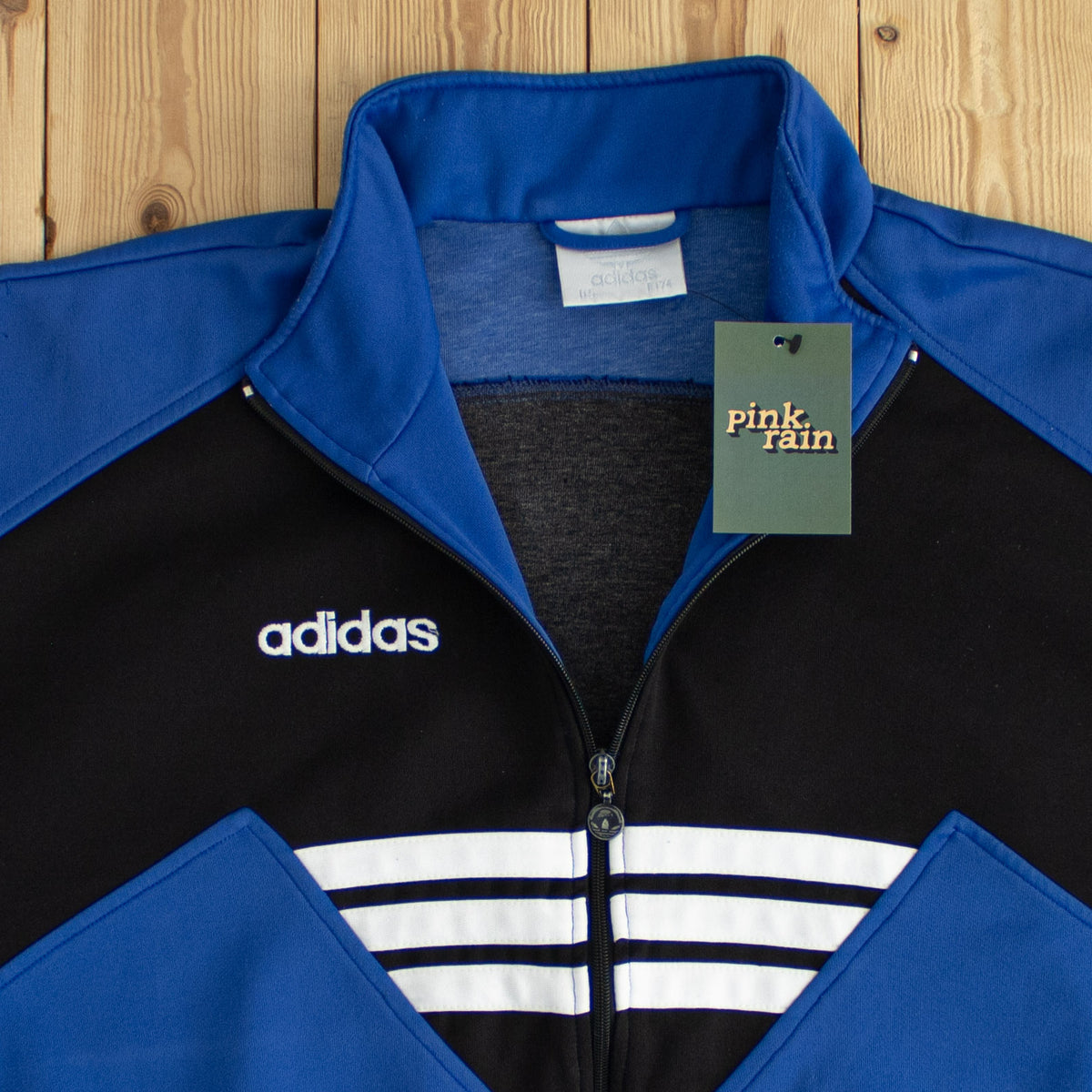 (M) Adidas Vintage Embroidered Full-Zip Sweatshirt Blue