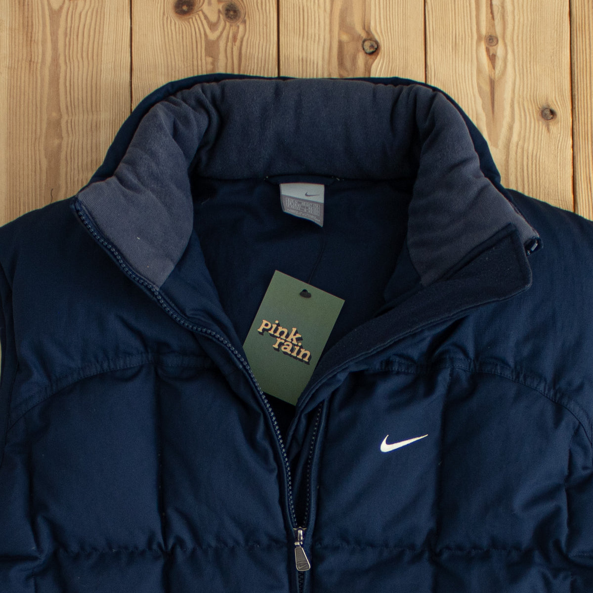 (M) Nike Vintage Quilted Embroidered Puffer Vest Blue