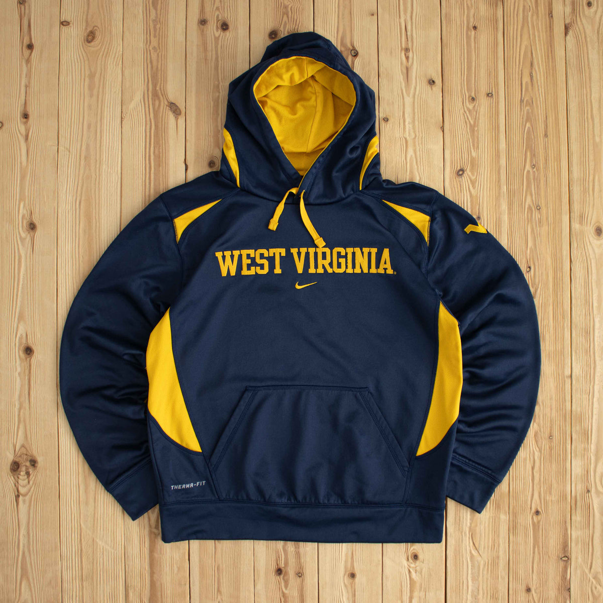 (S/M) Nike Therma-Fit West Virginia Vintage Embroidered Hoodie Blue