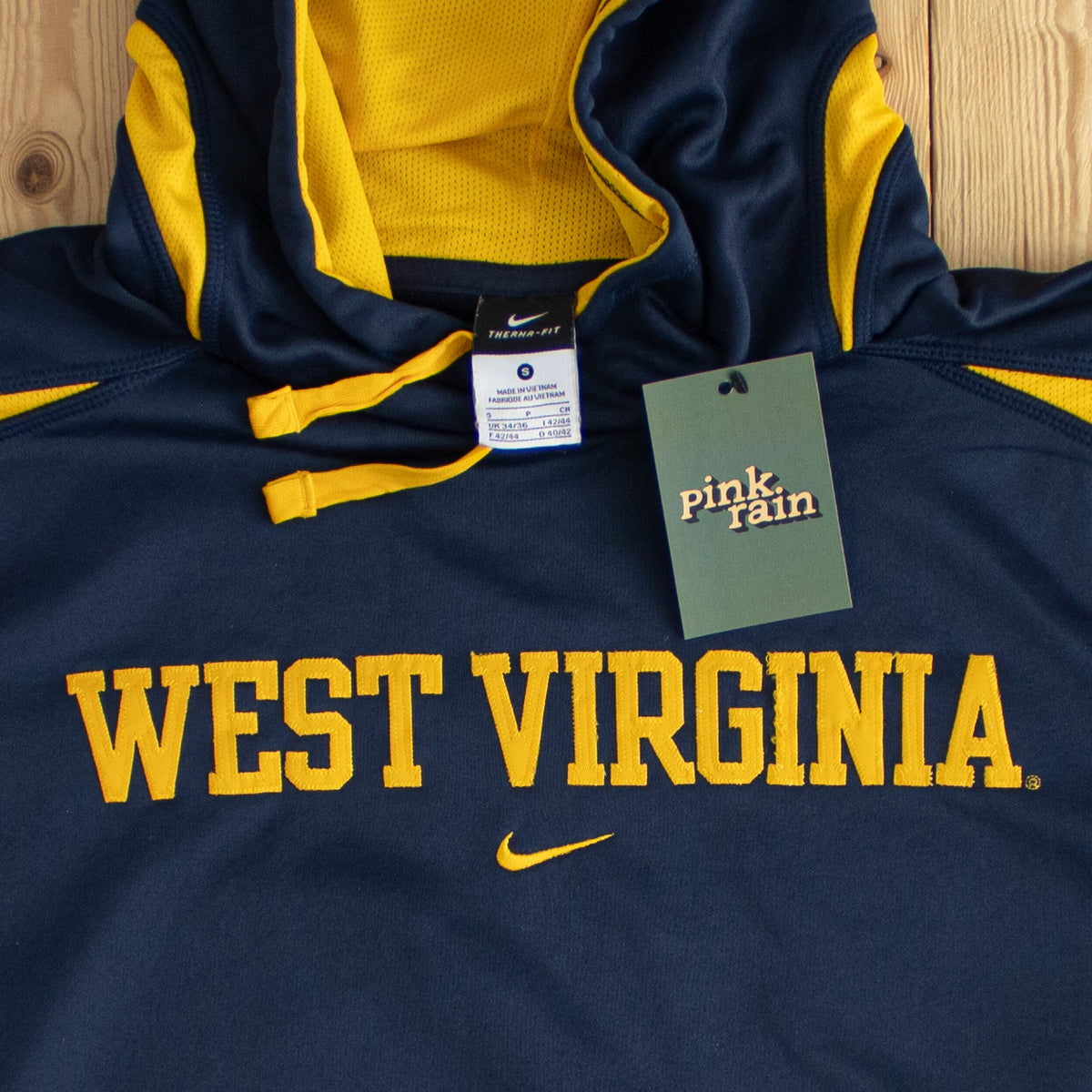(S/M) Nike Therma-Fit West Virginia Vintage Embroidered Hoodie Blue