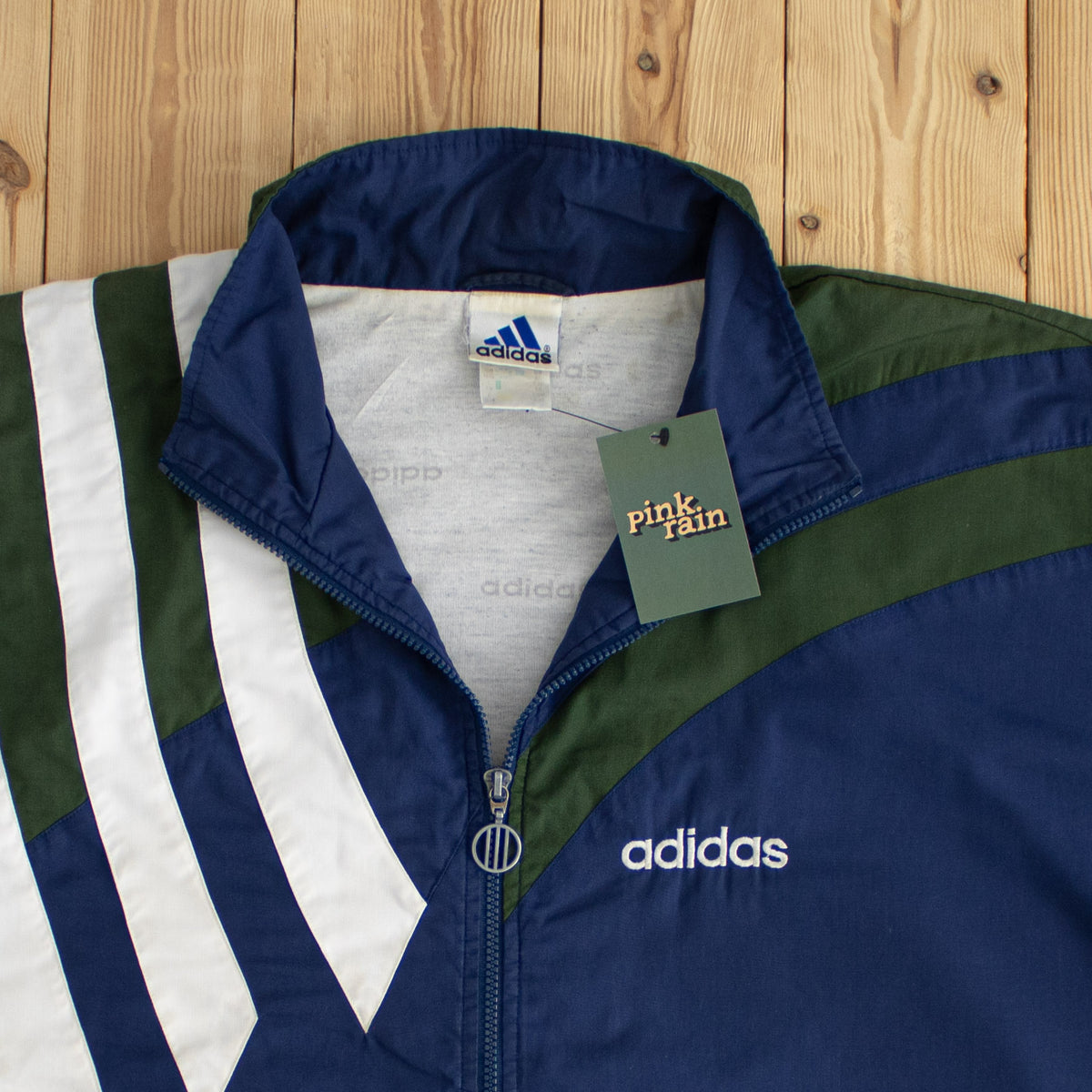 (XL) Adidas Vintage Embroidered Jacket Green Blue
