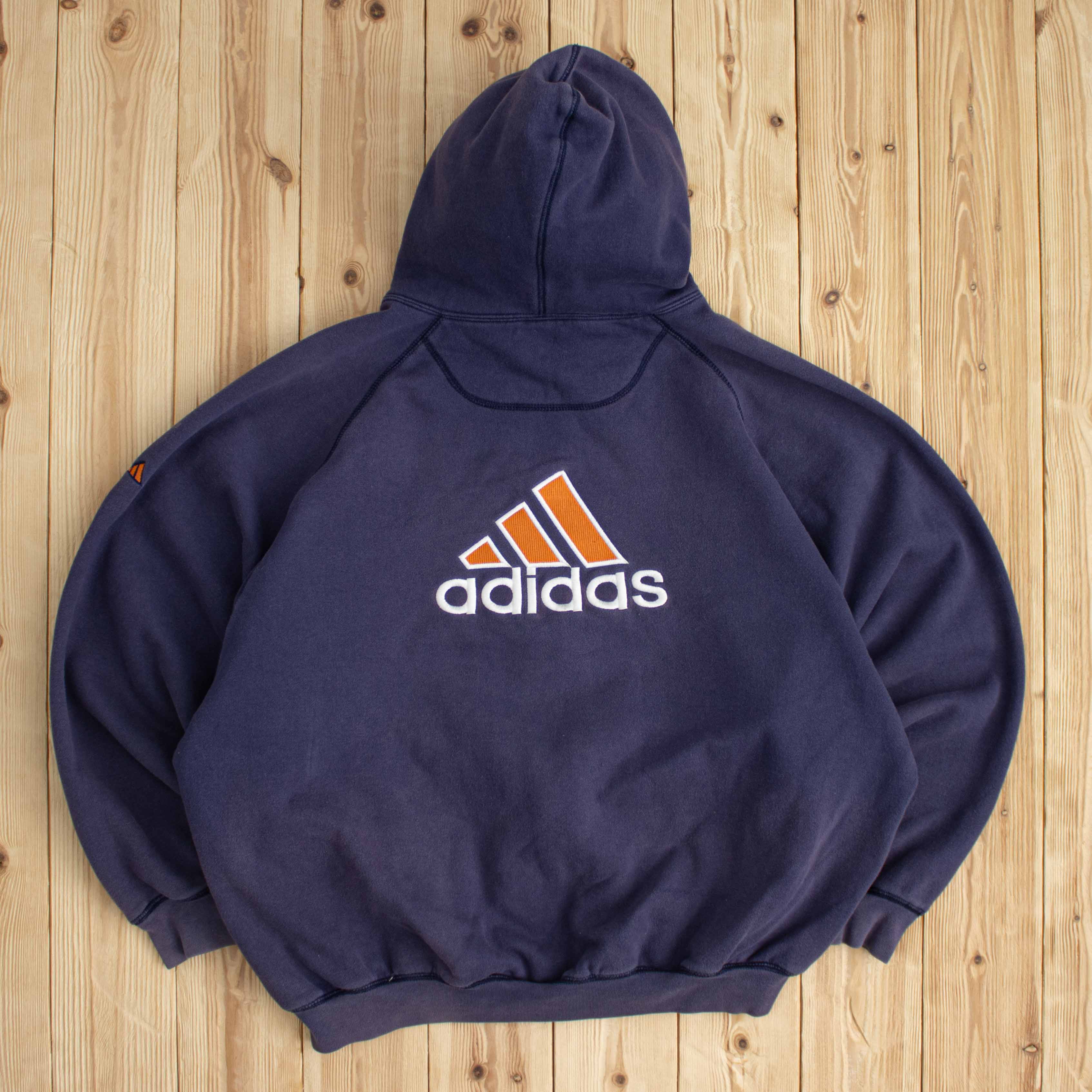 (L) Vintage Adidas Essential Embroidered Full-Zip Hoodie