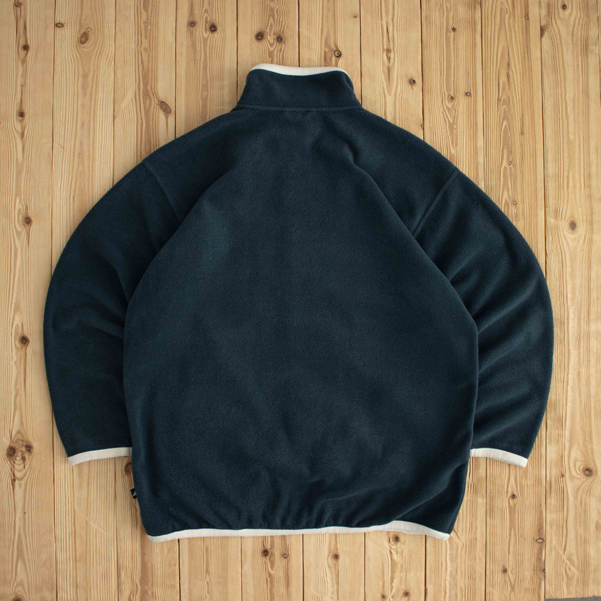 (L) Adidas Vintage Essential Embroidered Fleece Full-Zip Sweatshirt Blue