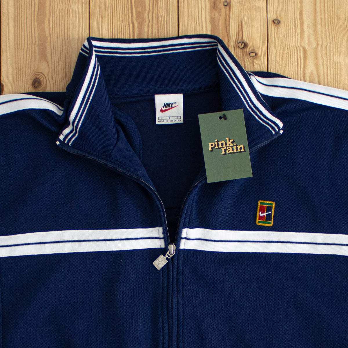(M/L) Nike Vintage Essential Embroidered Full-Zip Sweatshirt Blue