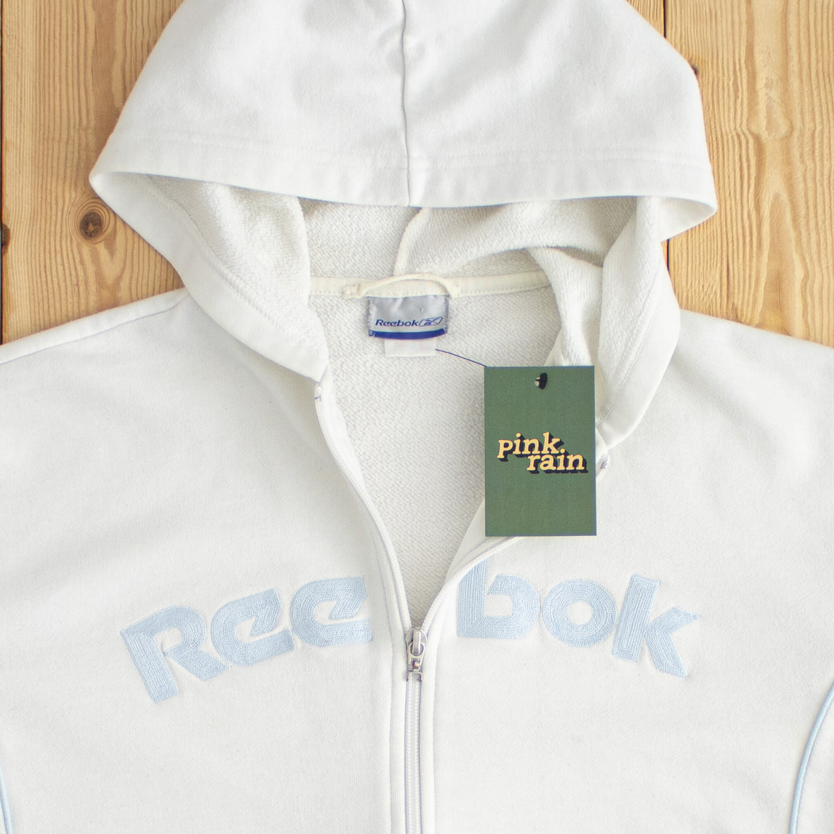 (S) Reebok Vintage Embroidered Full-Zip Hoodie White
