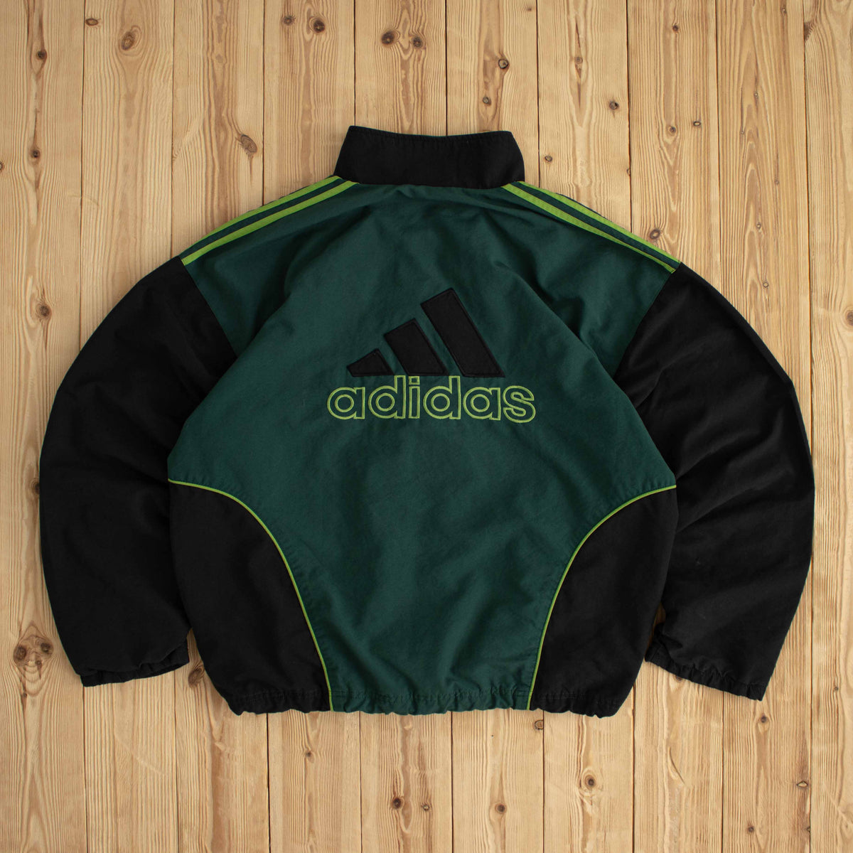 (L) Adidas Back Logo Vintage Embroidered Jacket Green