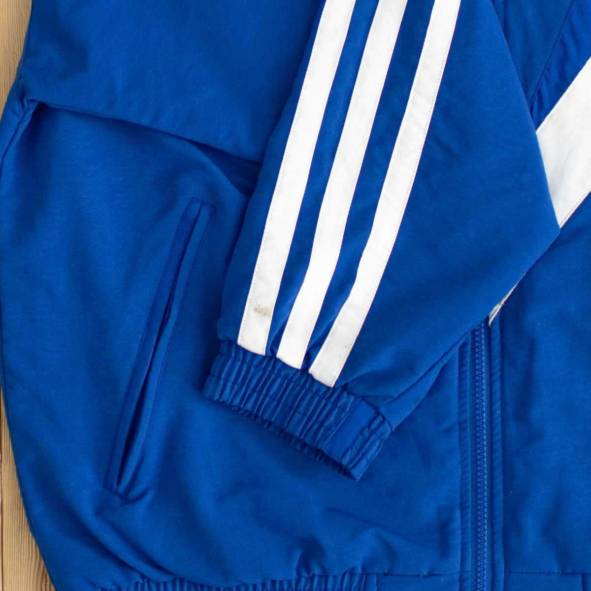 (M) Adidas Vintage Striped Embroidered Jacket Blue