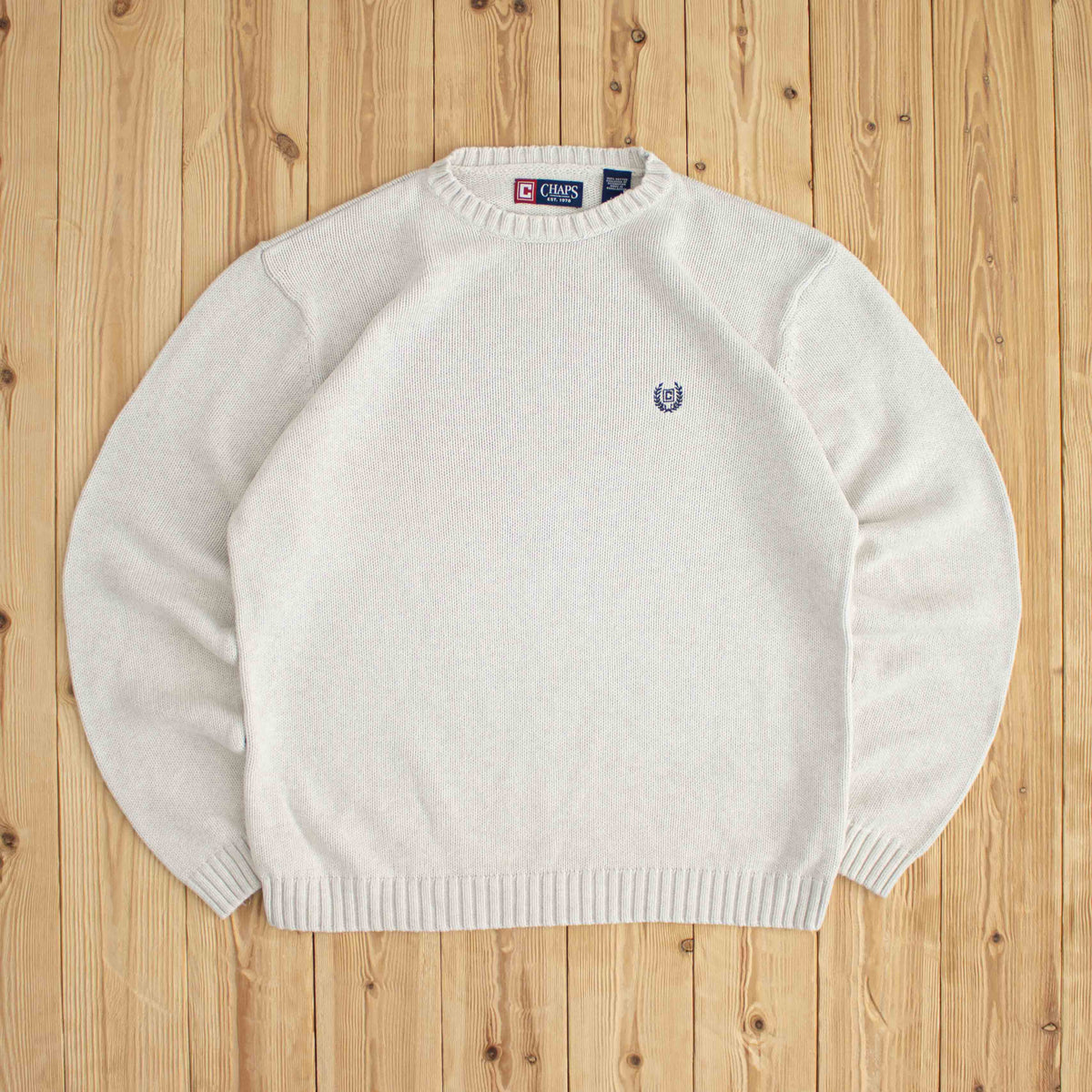 (L) Chaps Ralph Lauren Vintage Embroidered Sweater Gray