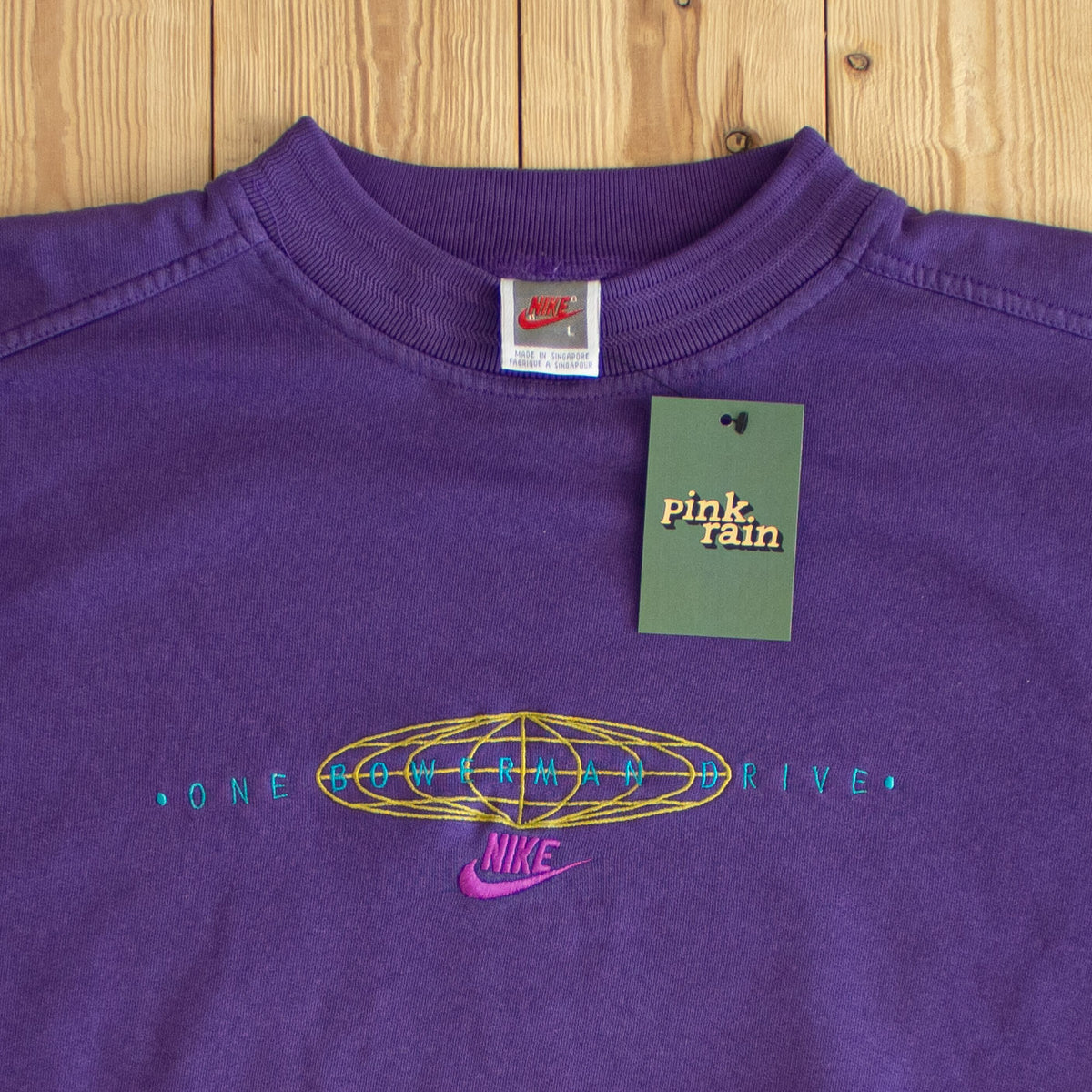 (M/L) Nike 'One Bowerman Drive' Vintage Embroidered Sweatshirt Purple