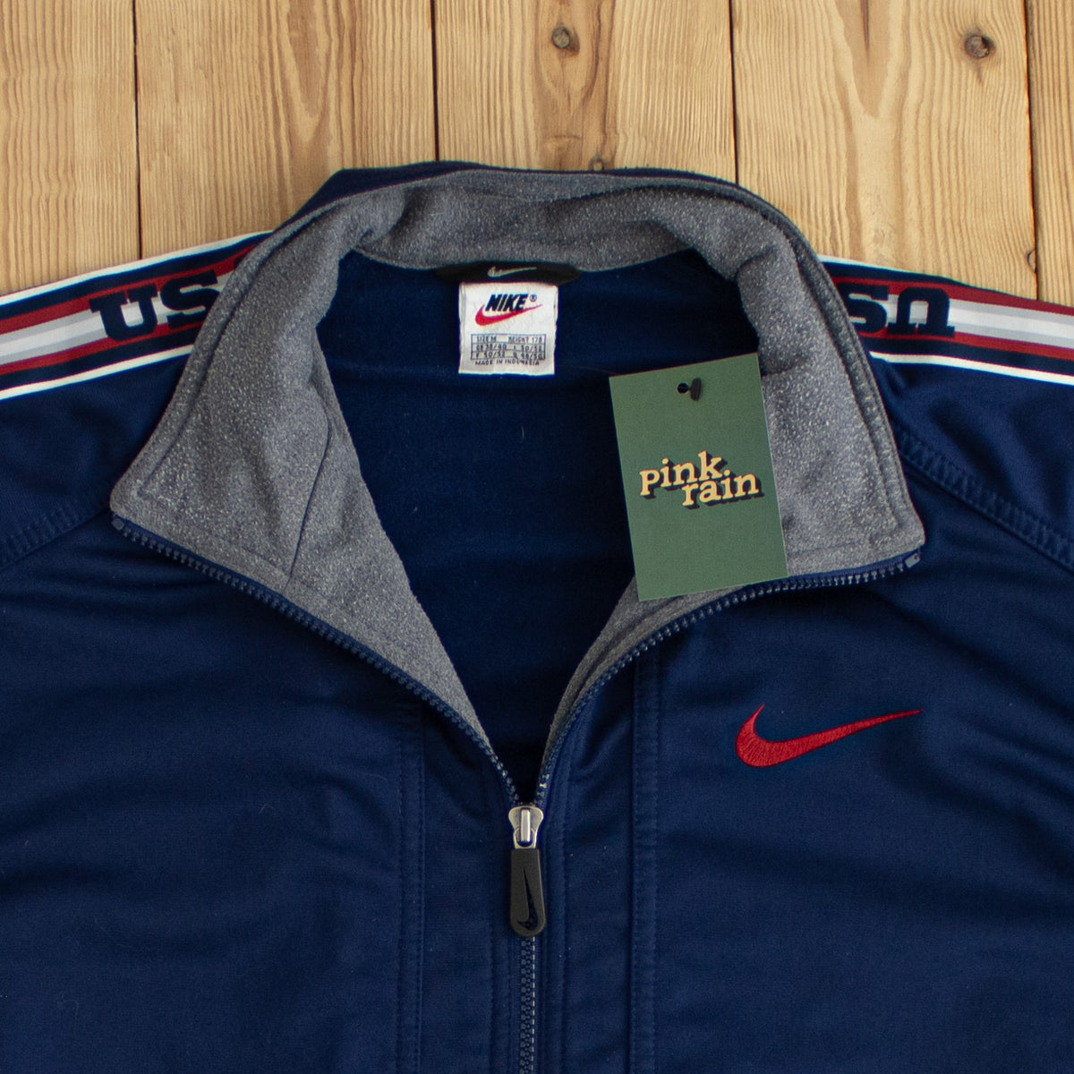 (M) Nike USA Vintage Embroidered Full-Zip Sweatshirt Blue