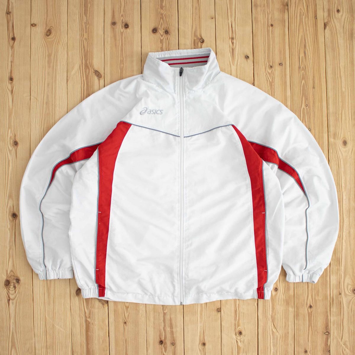 (L) Asics Vintage Embroidered Jacket White