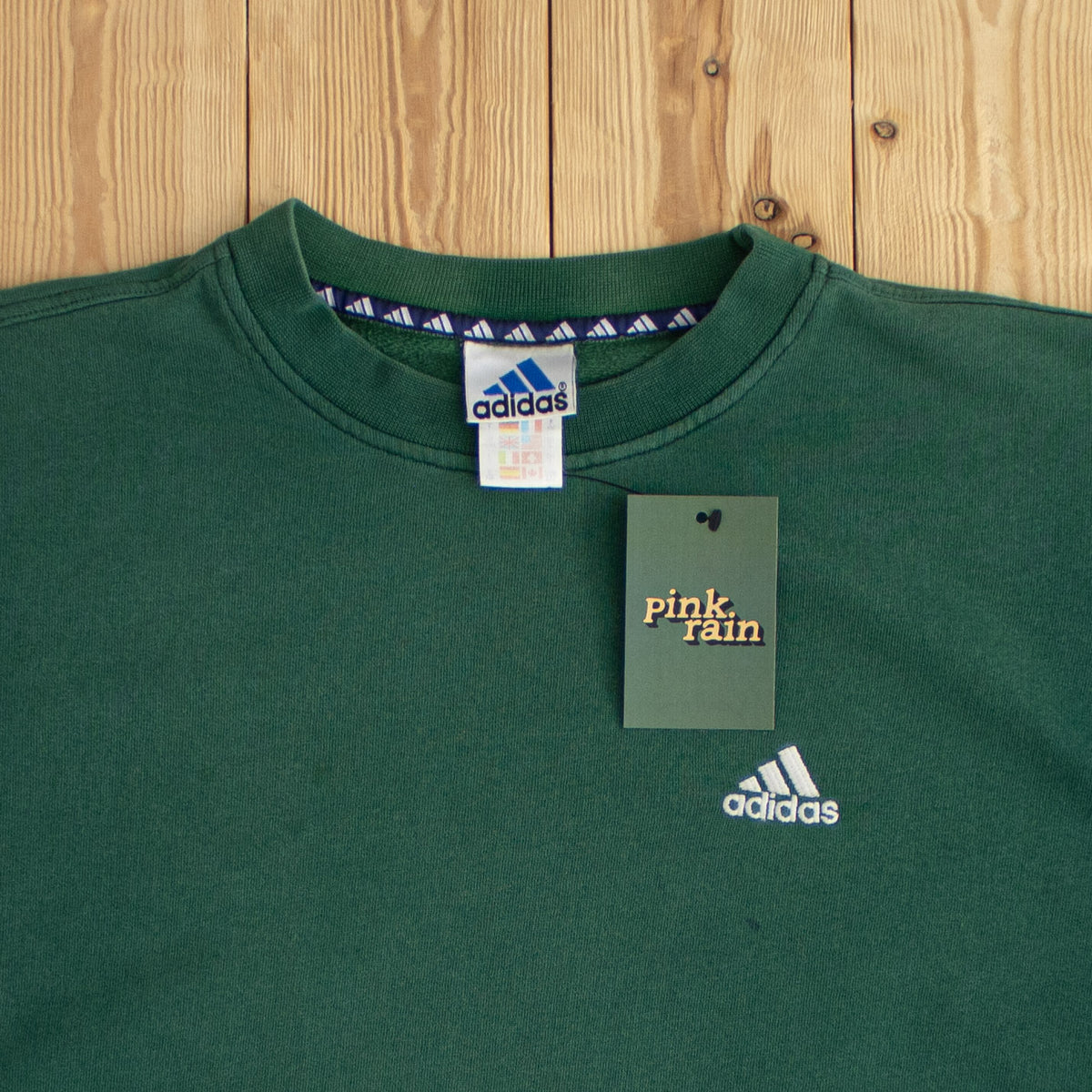 (M/L) Adidas Vintage Essential Embroidered Sweatshirt Green