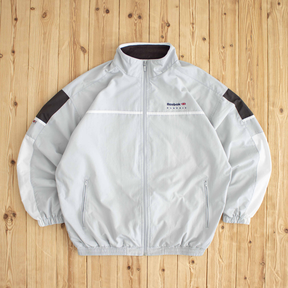 (L/XL) Reebok Classic Vintage Embroidered Jacket Gray
