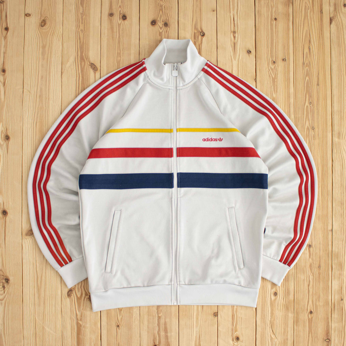 (M) Adidas Embroidered Modern Full-Zip Sweatshirt Gray