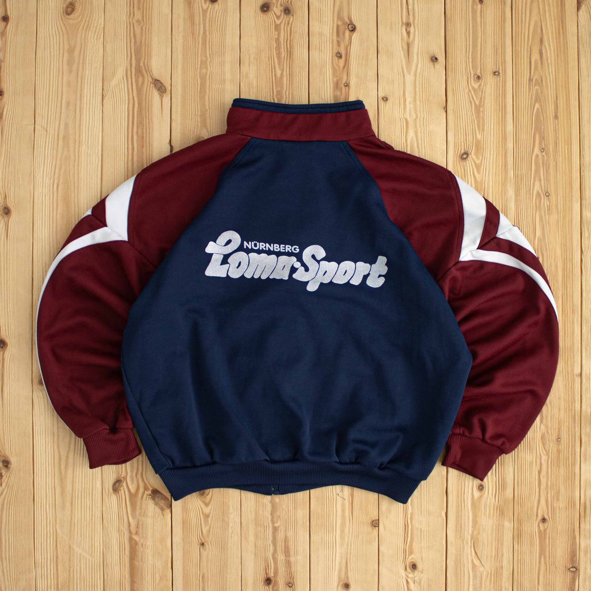 (M) Adidas Side Striped Vintage Embroidered Full-Zip Sweatshirt Burgundy