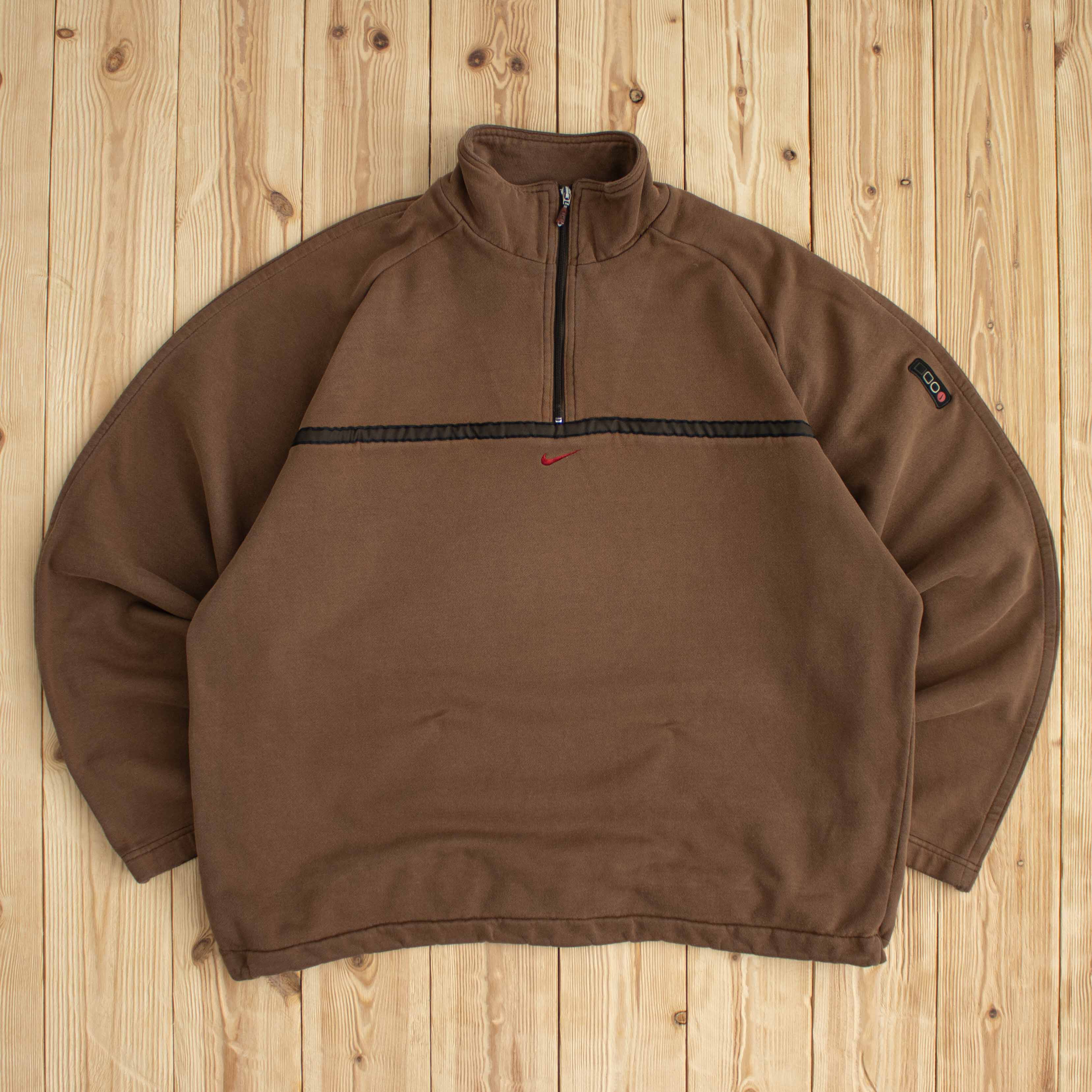 (L) Vintage Nike Swoosh Embroidered Quarter-Zip Sweatshirt