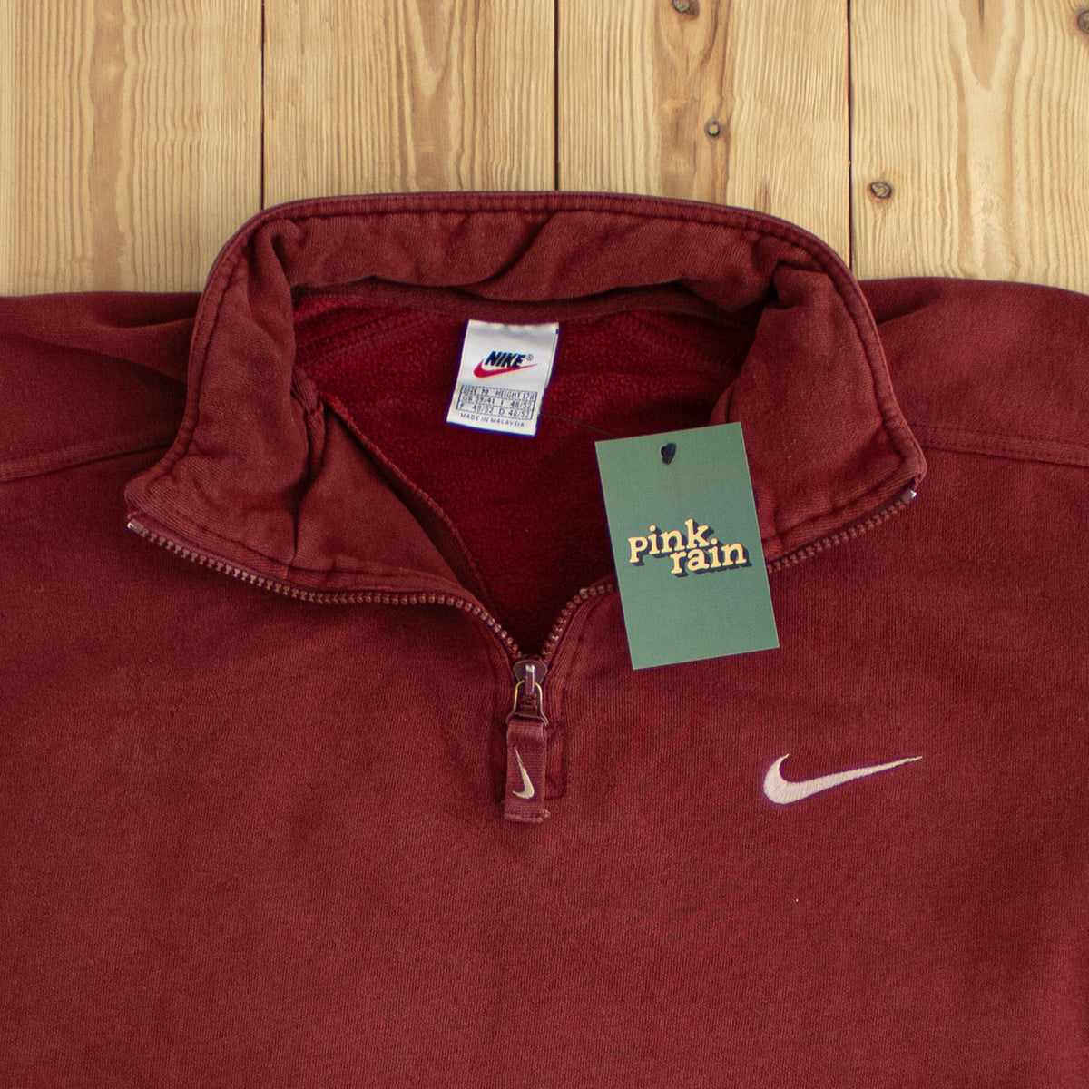 (S/M) Nike Back Spell Out Vintage Embroidered Quarter-Zip Red