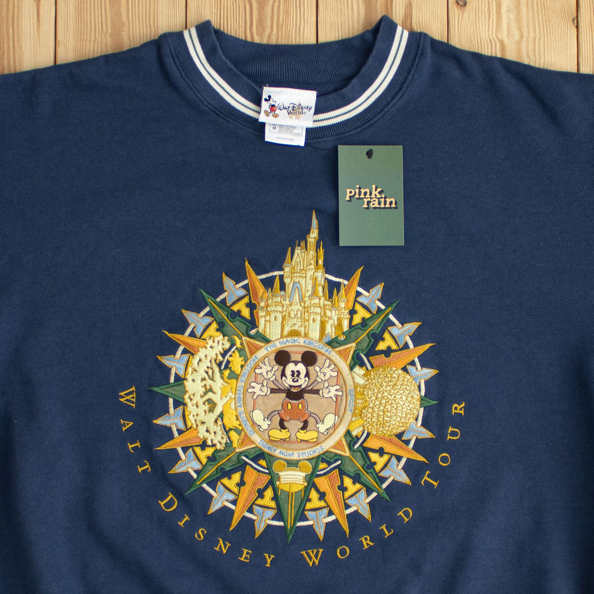 (M/L) Walt Disney World Tour Vintage Embroidered Sweatshirt Blue