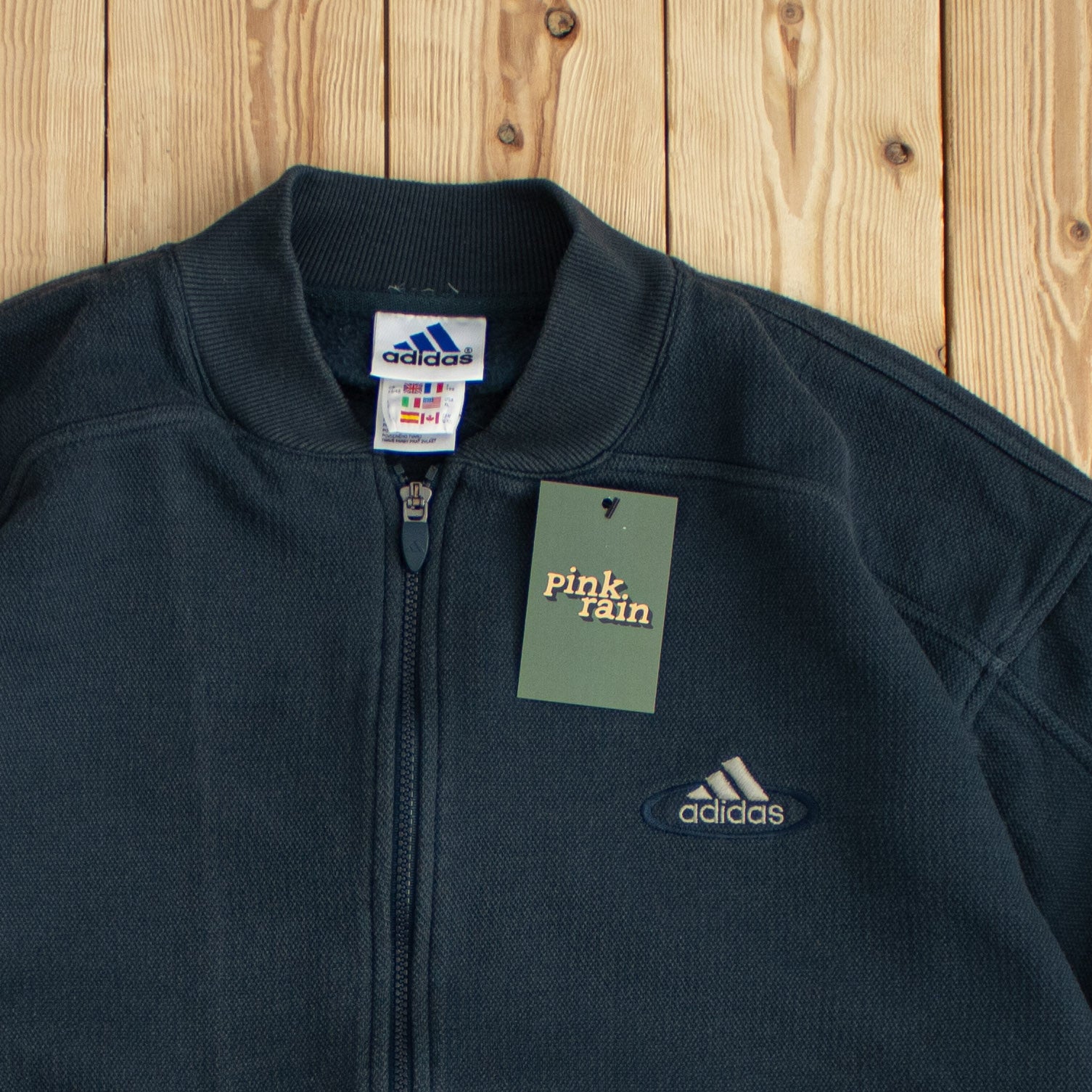 (L/XL) Vintage Adidas Embroidered Full-Zip Sweatshirt