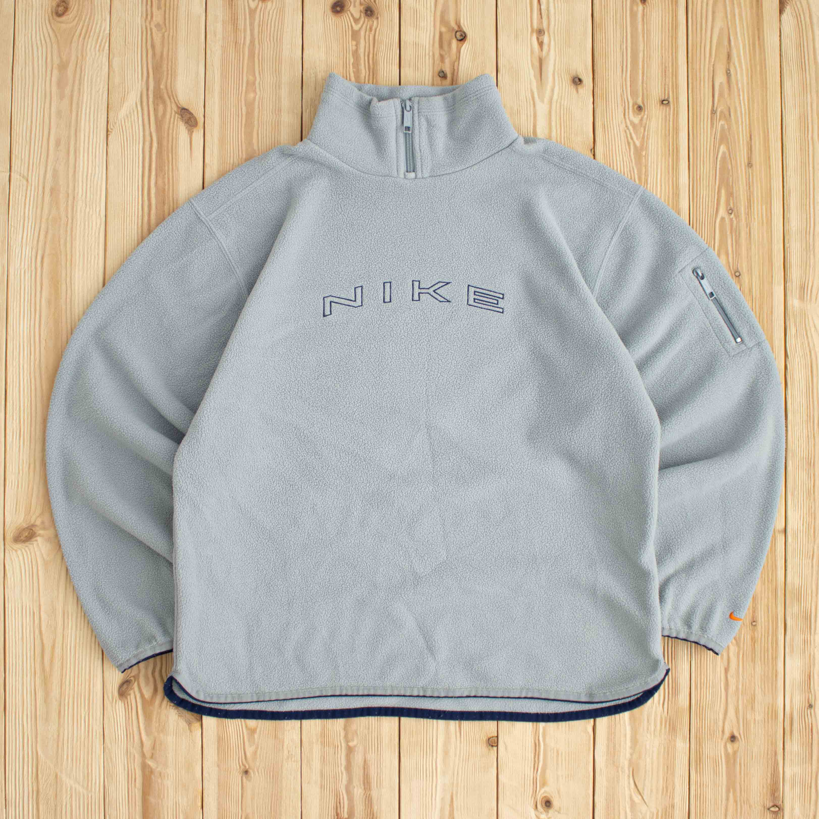 (S) Vintage Nike Spell Out Embroidered Fleece Quarter-Zip Sweatshirt