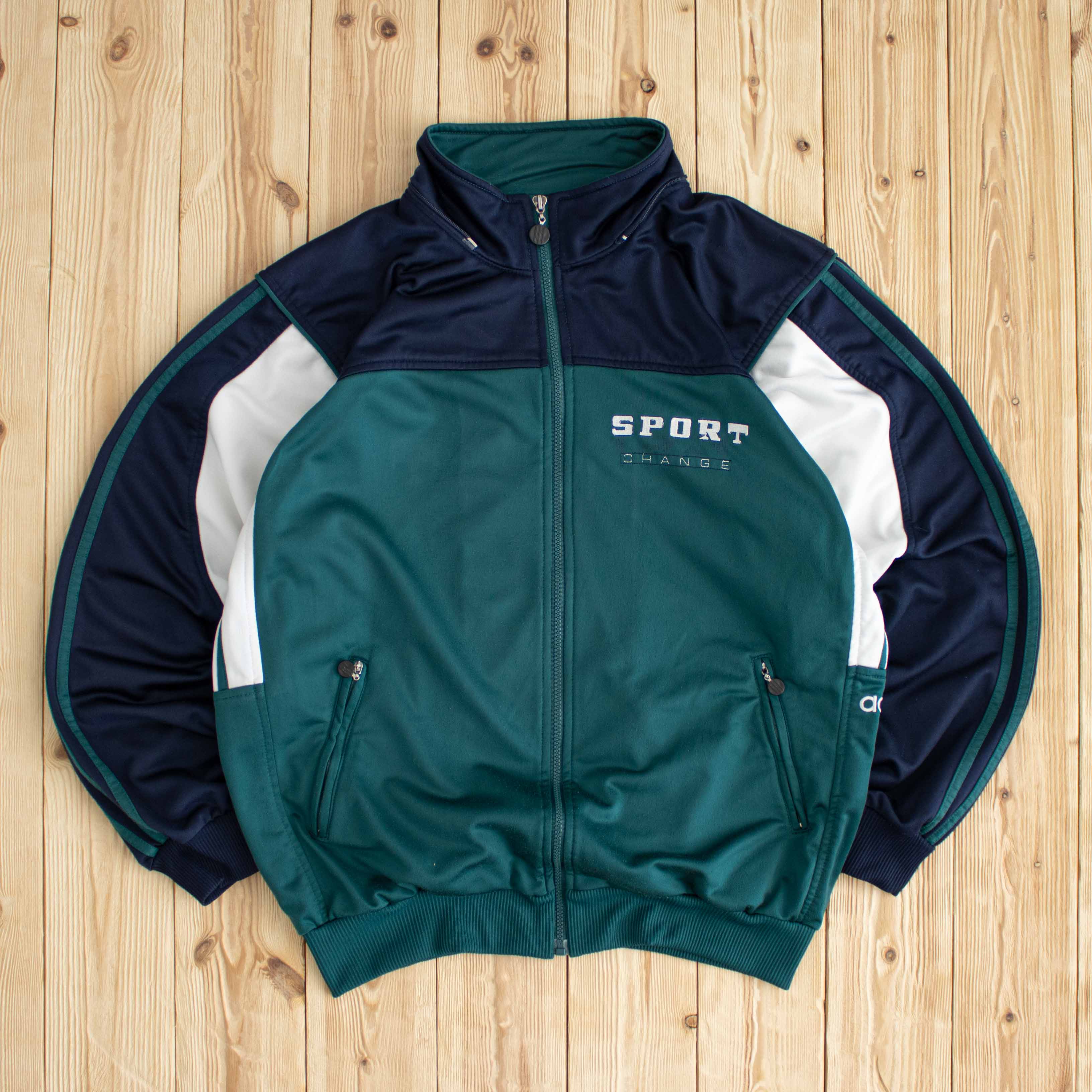 (L) Vintage Adidas Sport Change Embroidered Full-Zip Sweatshirt