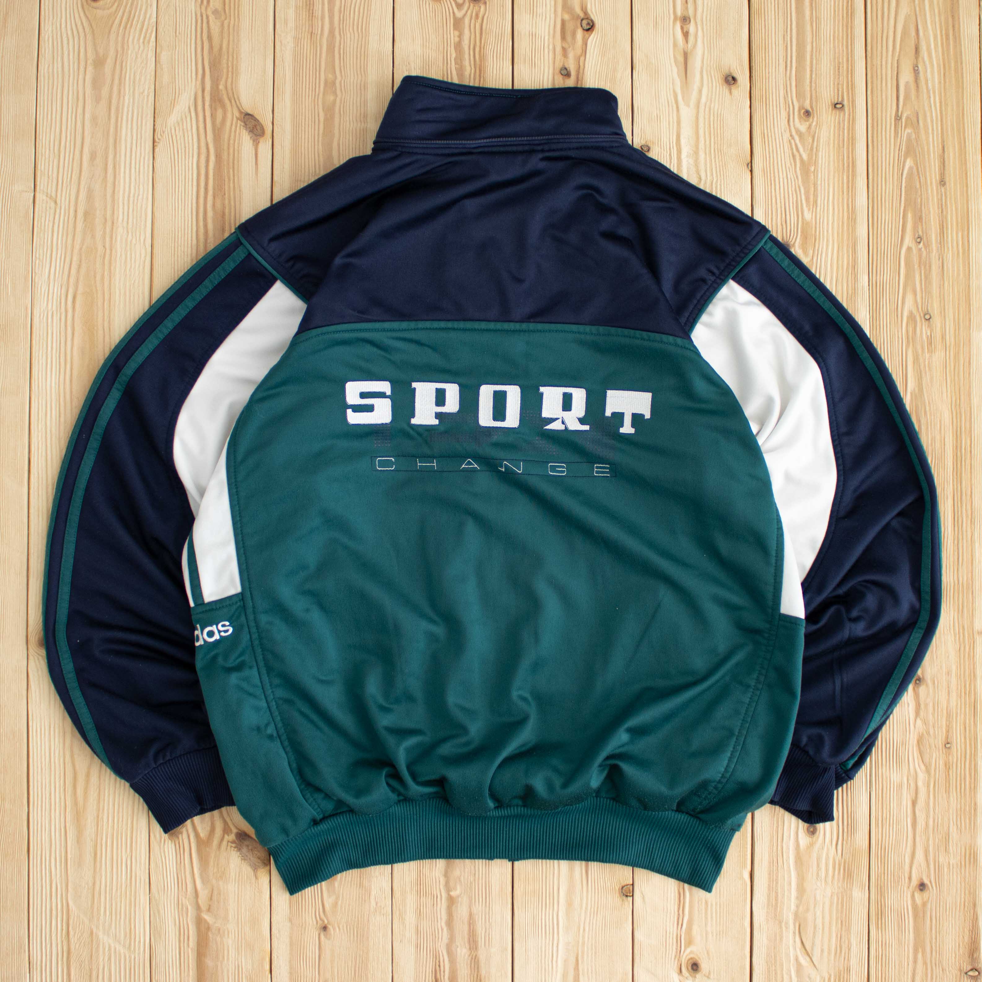 (L) Vintage Adidas Sport Change Embroidered Full-Zip Sweatshirt