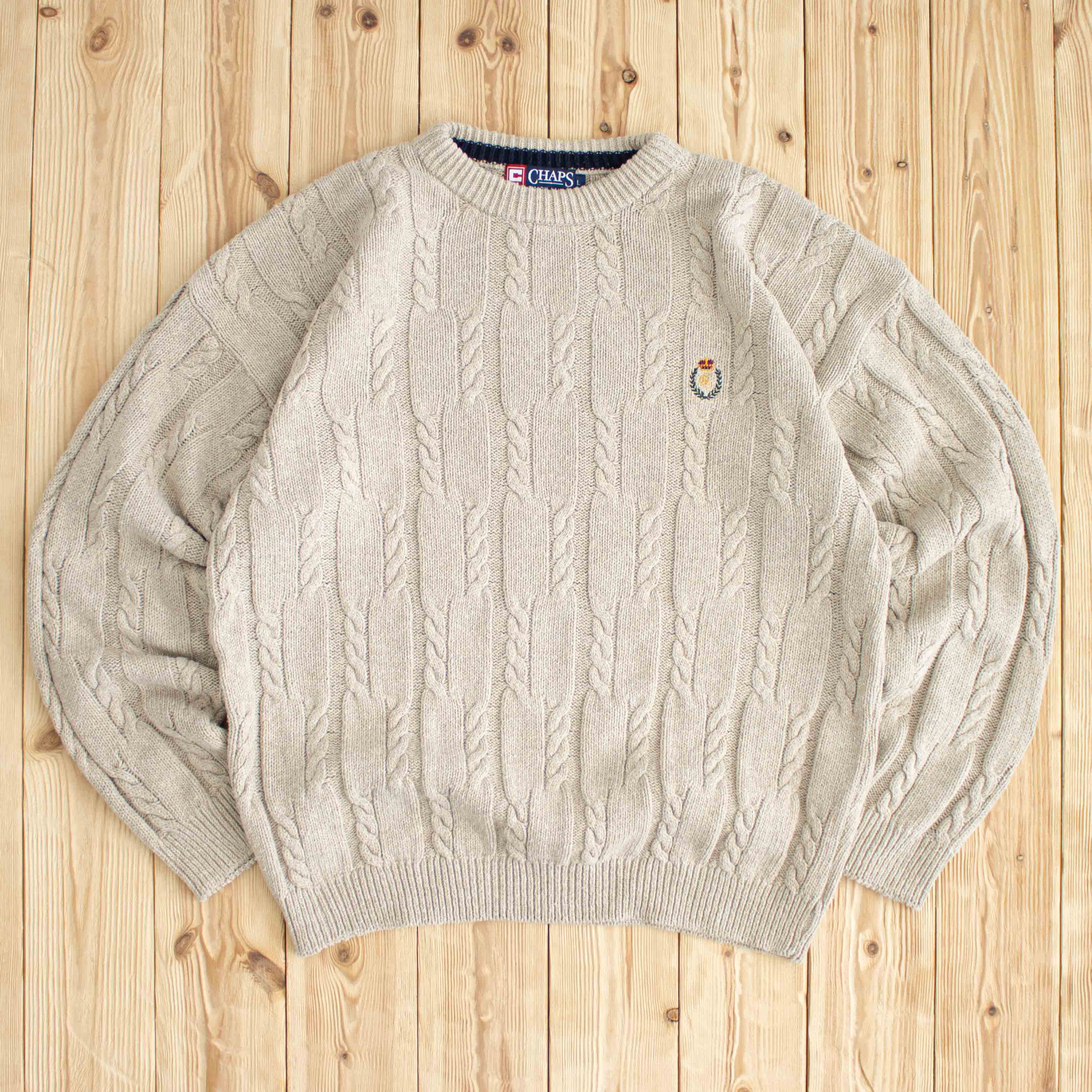(L) Vintage Chaps Ralph Lauren Embroidered Heavy Sweater
