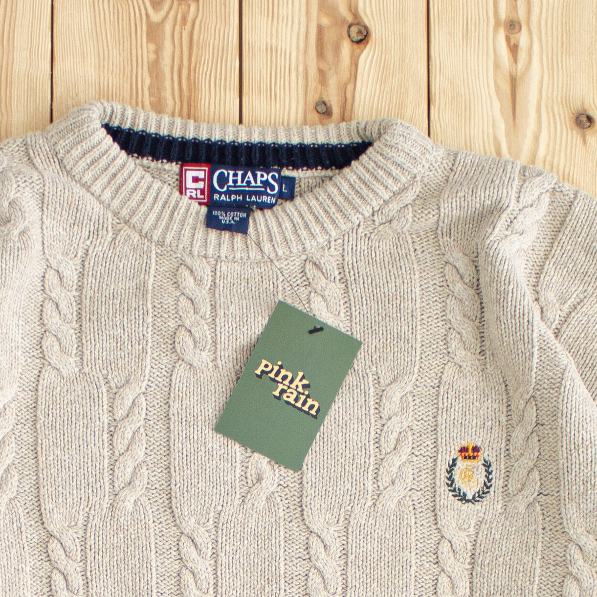 (L) Vintage Chaps Ralph Lauren Embroidered Heavy Sweater