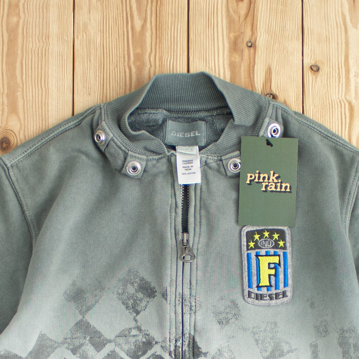 (XS/S) Vintage Diesel Embroidered Full-Zip Sweatshirt