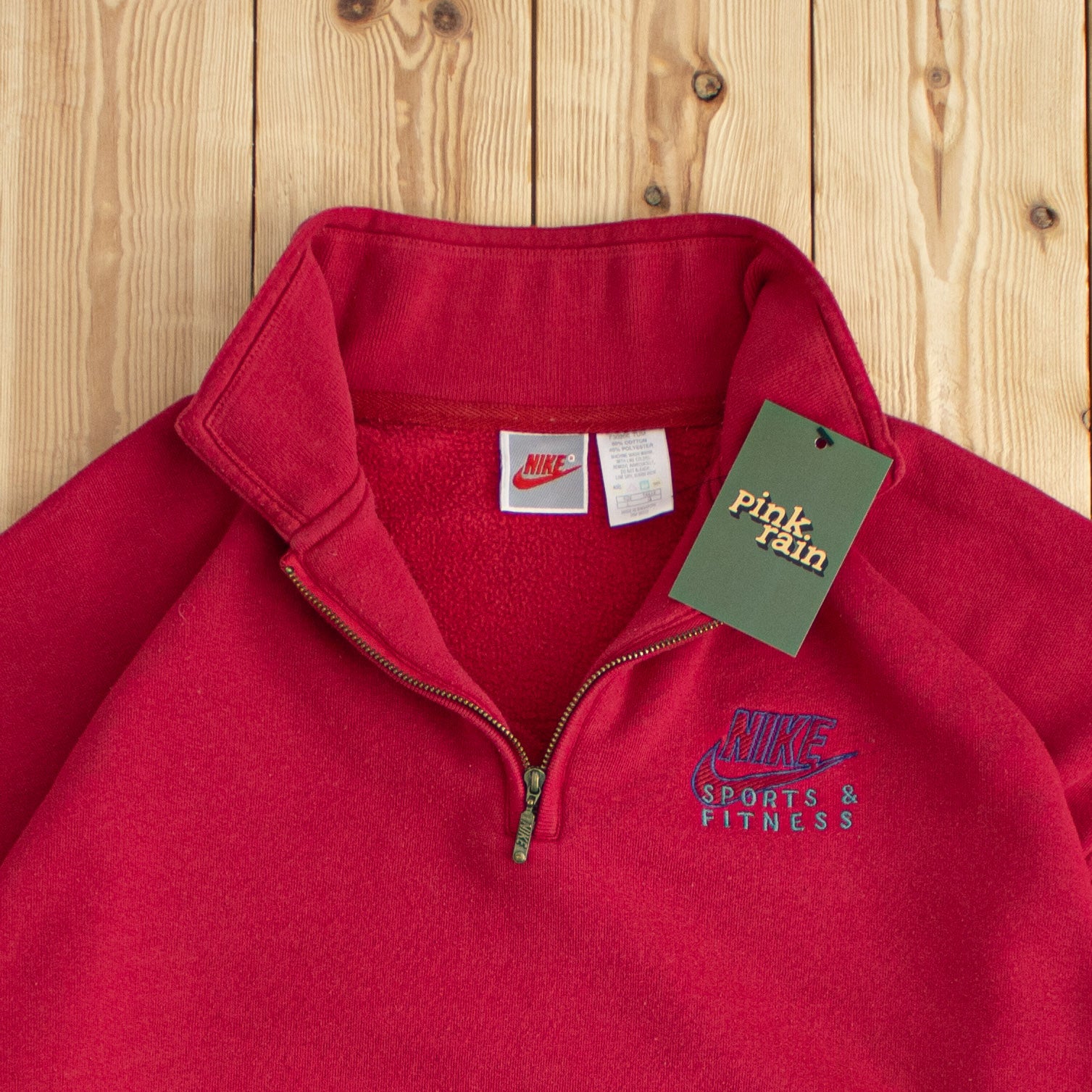 (L) Vintage Nike 'Sports & Fitness' Embroidered Quarter-Zip