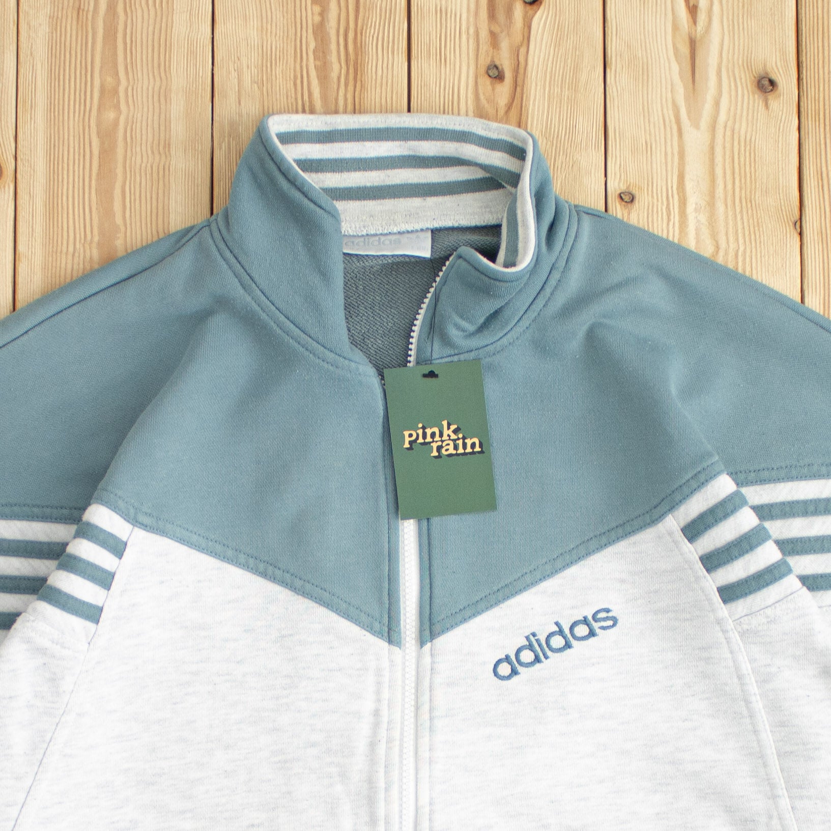 (L) Vintage Adidas Embroidered Full-Zip Sweatshirt