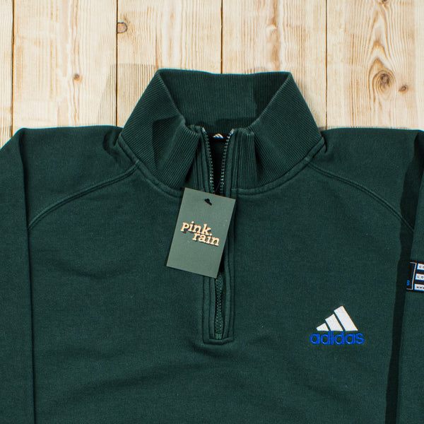 (L/XL) Vintage Adidas Essential Embroidered Quarter-Zip