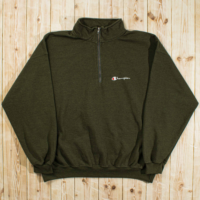 (L/XL) Vintage Champion Embroidered Quarter-Zip