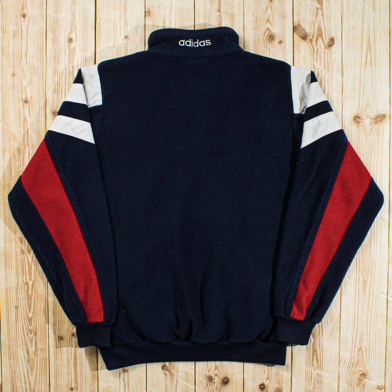 (L) Vintage Adidas Embroidered Fleece Quarter-Zip Sweatshirt