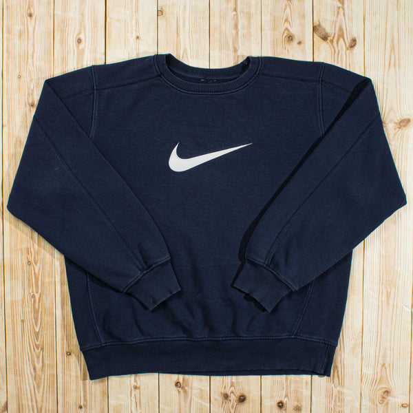 (L) Vintage Nike Big Swoosh Embroidered Sweatshirt