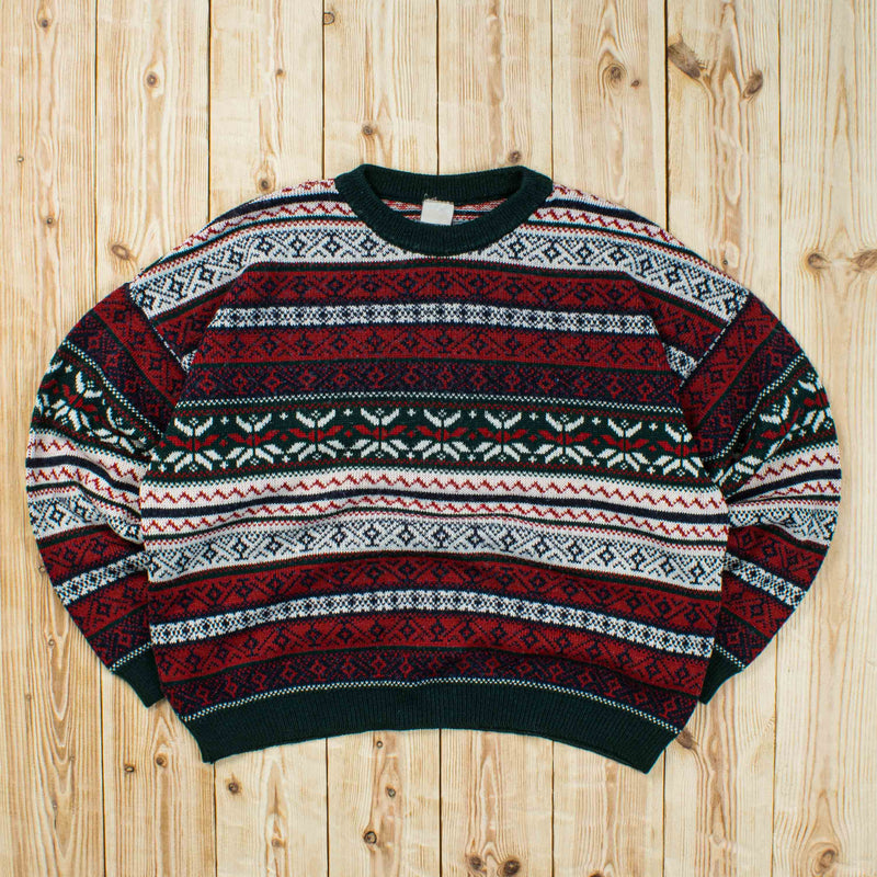 (S/M) Vintage Colorful Textured Sweater