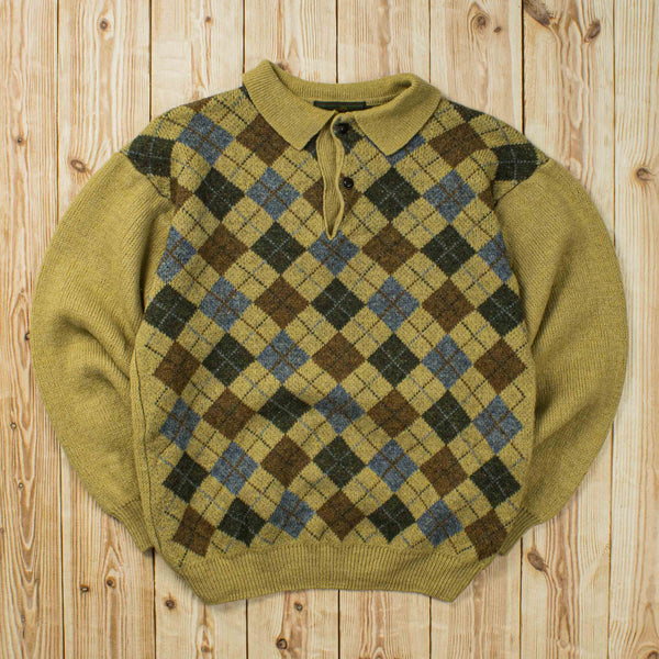 (S) Vintage Checkered Derby Sporting Sweater