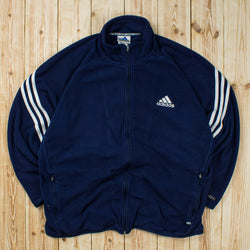 (L) Vintage Adidas Embroidered Fleece Full-Zip Sweatshirt