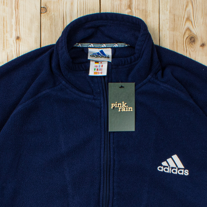 (L) Vintage Adidas Embroidered Fleece Full-Zip Sweatshirt