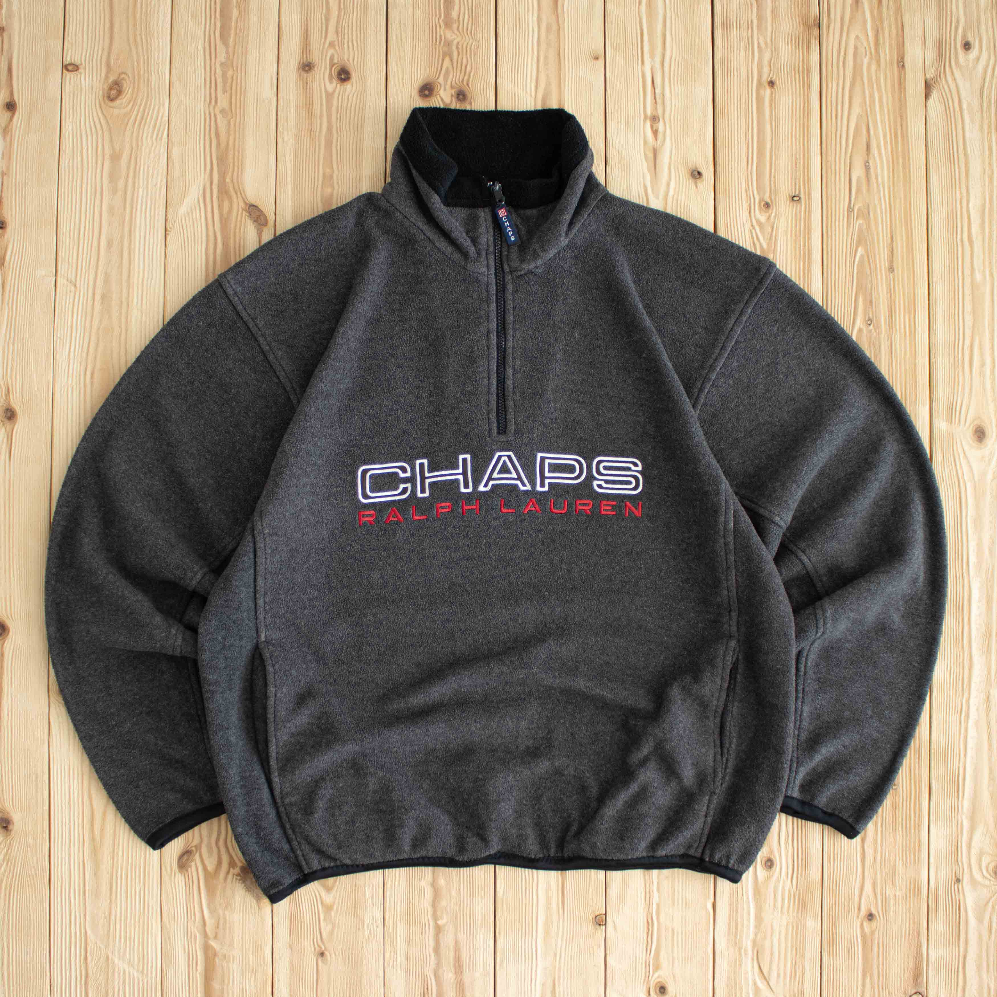 (M) Vintage Chaps Ralph Lauren Embroidered Fleece Quarter-Zip Sweatshirt