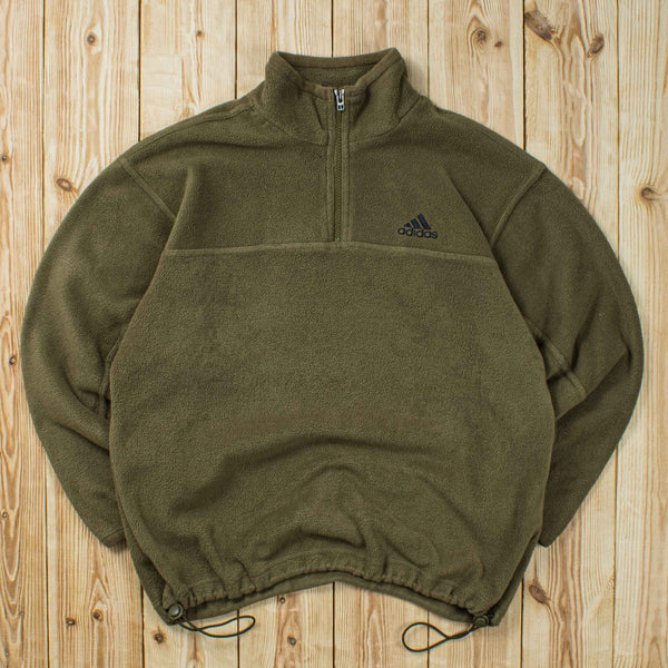 (S/M) Vintage Adidas Essential Embroidered Fleece Quarter-Zip